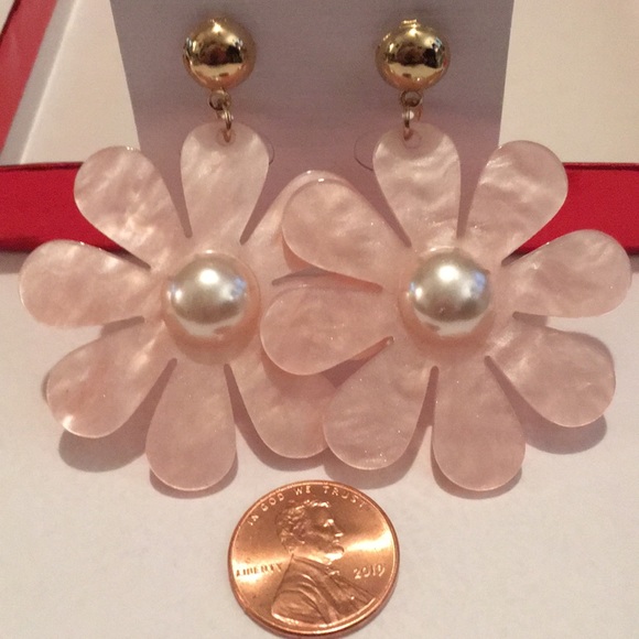 Pretty Pink Acrylic Large Earrings - Trendy - Picture 4 of 6